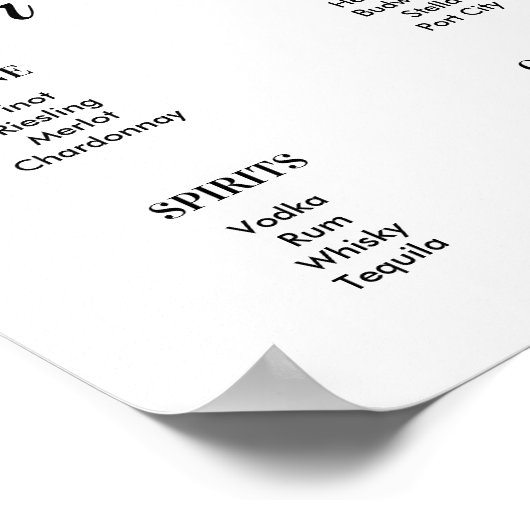 Sonnenblumen Bar Menu Weiße Gelbe Blüte Schildkröt Poster (Ecke)