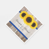 Sonnenblumen Barn Wood Blue Ribbon Hochzeit Serviette (Ecke)