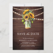 Sonnenblumen Barn Wood Mason Jar Foto Hochzeit Save The Date (Vorderseite)