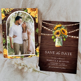 Sonnenblumen Barn Wood Mason Jar Foto Hochzeit Save The Date