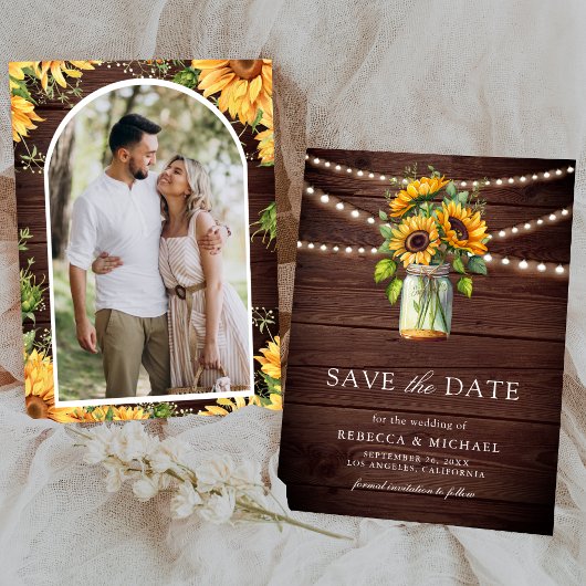 Sonnenblumen Barn Wood Mason Jar Foto Hochzeit Save The Date
