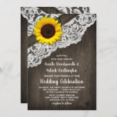 Sonnenblumen Barnholz und Hochzeitsfeiern Einladung (Vorne/Hinten)