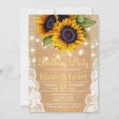 Sonnenblumen-Bauernbursche und Spitzen-Geburtstags Einladung (Vorderseite)