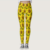Sonnenblumen Baumkruste. BG Color Black Legging Leggings (Vorderseite)