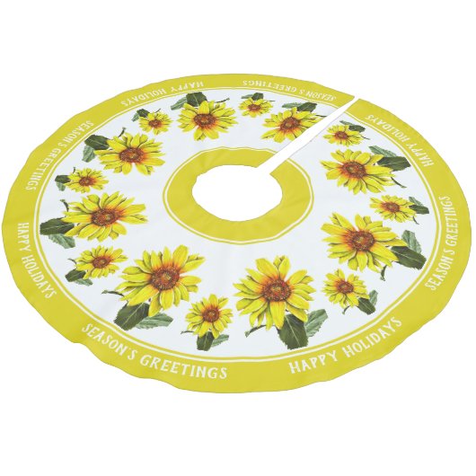 Sonnenblumen-Baumskirt Polyester Weihnachtsbaumdecke (Schrägansicht)