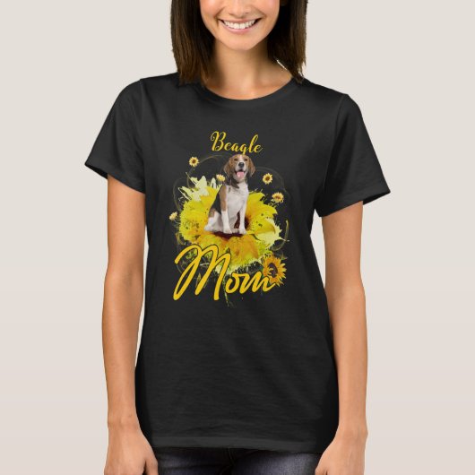 Sonnenblumen Beagle Mama Hund Mutter T-Shirt (Vorderseite)