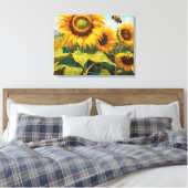 Sonnenblumen Bee Summer Day Malerei Leinwanddruck (Insitu (Schlafzimmer))