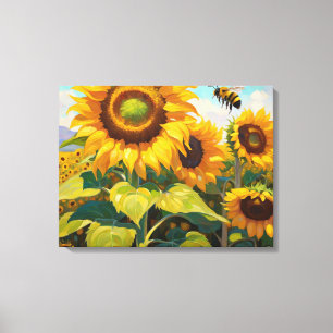 Sonnenblumen Bee Summer Day Malerei Leinwanddruck