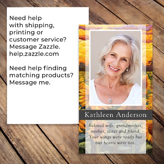 Sonnenblumen Beerdigungskarte