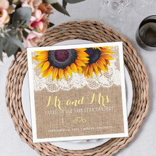 Sonnenblumen begraben mehr und mehr rustikale Hoch Serviette
