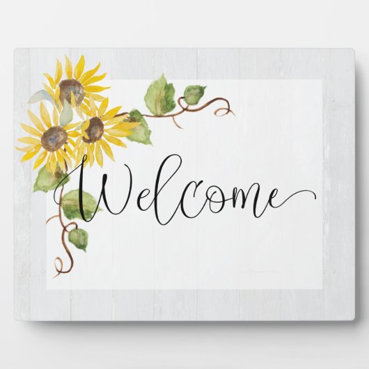 Sonnenblumen Begrüßung Easel Hochzeit oder Dusche Fotoplatte (Vorderseite)