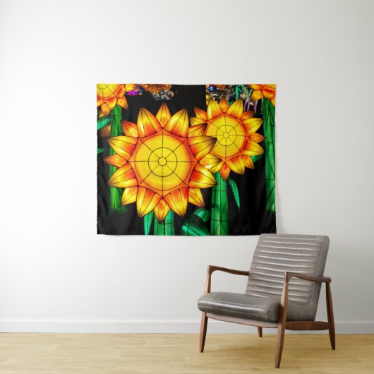 Sonnenblumen bei Sonnenflare Wandteppich (Beispiel (Horizontal))