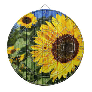 Sonnenblumen bemalt Zaun Dartscheibe