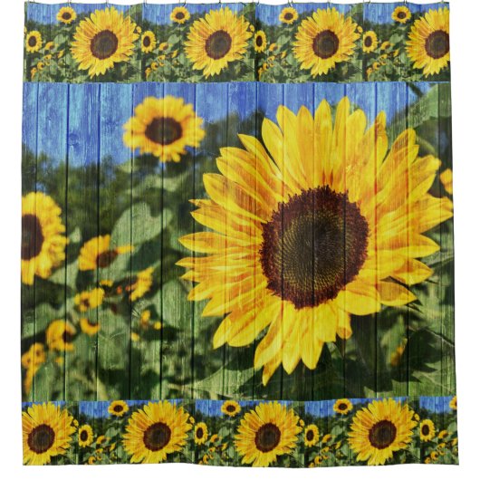 Sonnenblumen bemalt Zaun Duschvorhang (Vorderseite)