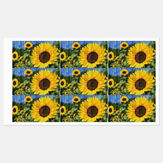 Sonnenblumen bemalt Zaun Etiketten (Blatt)