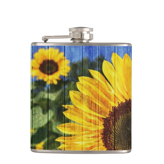 Sonnenblumen bemalt Zaun Flachmann (Vorderseite)