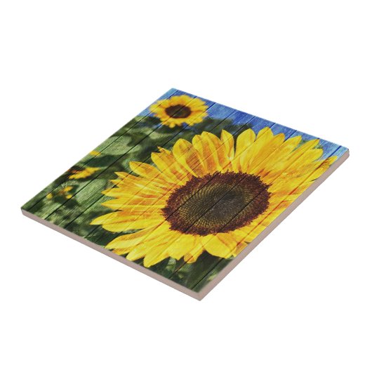 Sonnenblumen bemalt Zaun Fliese (Seite)