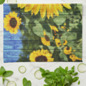 Sonnenblumen bemalt Zaun Geschirrtuch (Gefaltet)
