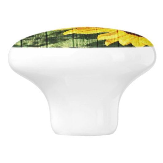 Sonnenblumen bemalt Zaun Keramikknauf (Seitenansicht)