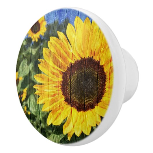 Sonnenblumen bemalt Zaun Keramikknauf (Rechts)