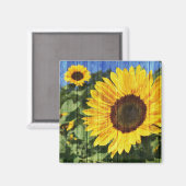 Sonnenblumen bemalt Zaun Magnet (Vorderseite/Rückseite)