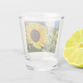 Sonnenblumen bemalt Zaun Schnapsglas (Rückseite)