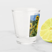 Sonnenblumen bemalt Zaun Schnapsglas (Links)