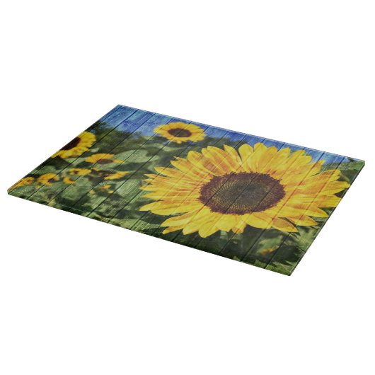 Sonnenblumen bemalt Zaun Schneidebrett (Ecke)