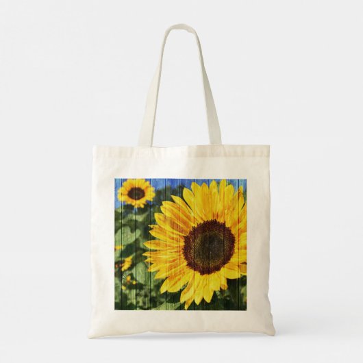 Sonnenblumen bemalt Zaun Tragetasche (Rückseite)