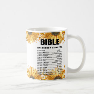 Sonnenblumen-Bibel-Notrufnummern, Bibelverse Kaffeetasse