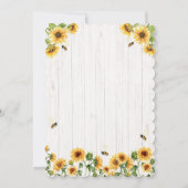 Sonnenblumen & Biene Einladung zum Geburtstag (Rückseite)