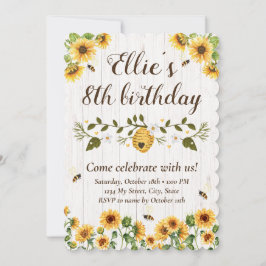 Sonnenblumen & Biene Einladung zum Geburtstag