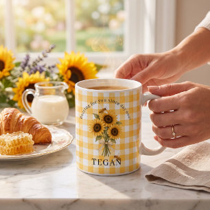 Sonnenblumen-Biene-Gingham-Blumen-Sentiment-Tasse Kaffeetasse