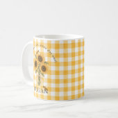Sonnenblumen-Biene-Gingham-Blumen-Sentiment-Tasse Kaffeetasse (Vorderseite Links)