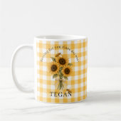 Sonnenblumen-Biene-Gingham-Blumen-Sentiment-Tasse Kaffeetasse (Links)