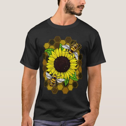 Sonnenblumen-Biene-Hippie T-Shirt (Vorderseite)