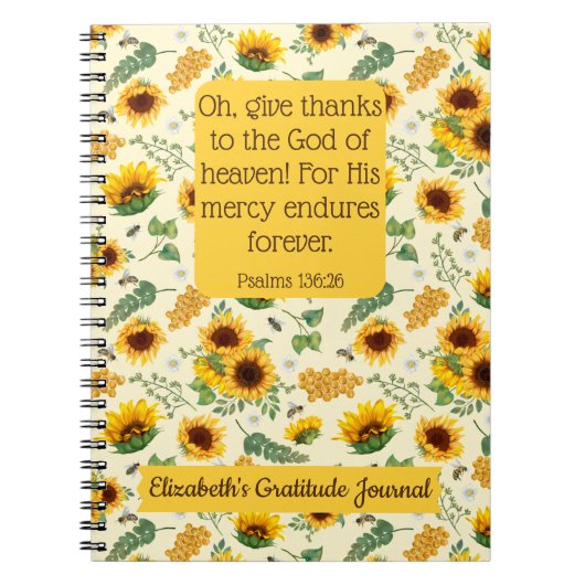 Sonnenblumen Bienen Custom Bible Verse Christliche Notizblock (Vorderseite)