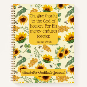Sonnenblumen Bienen Custom Bible Verse Christliche Notizblock