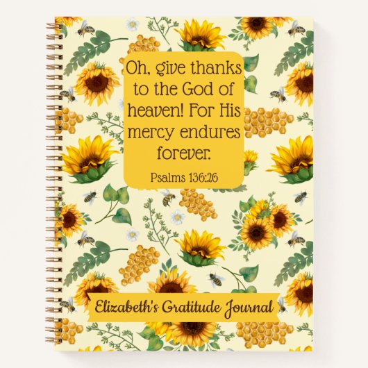 Sonnenblumen Bienen Custom Bible Verse Christliche Notizblock (Vorderseite)