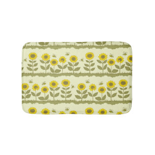 Sonnenblumen, Bienen, niedliche nahtlose Muster. Badematte