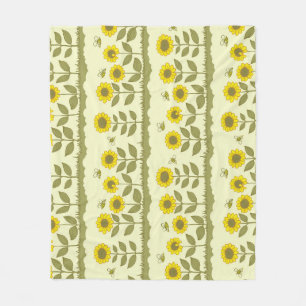 Sonnenblumen, Bienen, niedliche nahtlose Muster. Fleecedecke