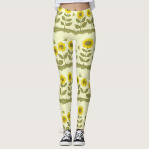 Sonnenblumen, Bienen, niedliche nahtlose Muster. Leggings
