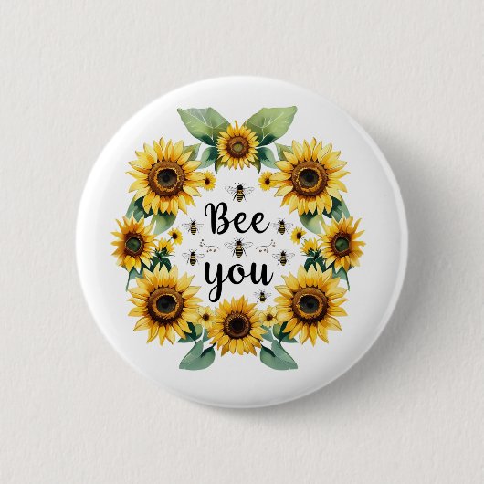 Sonnenblumen Bienen sind Sie Niedlich trendige Ins Button (Vorderseite)