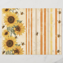 Sonnenblumen Bienen Vintage Scrapbook Journal Pape