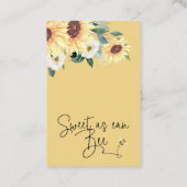 Sonnenblumen Bienendusche Windelwanne Einlage Visitenkarte (Rückseite)