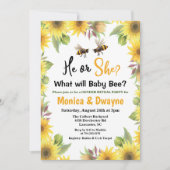Sonnenblumen Bienengender Reveal Baby Duwer Einlad Einladung (Vorderseite)
