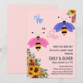 Sonnenblumen Bienenvogel Junge oder Mädchen Geschl Einladung (Vorne/Hinten)