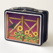 Sonnenblumen Birds Fence Crows Ravens Lunch Box (Vorderseite)