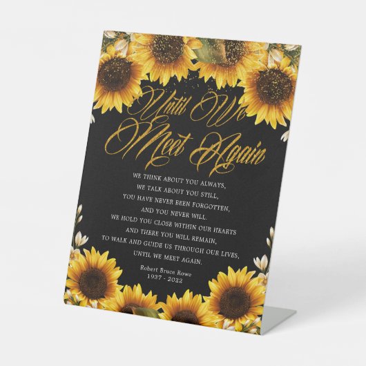 Sonnenblumen bis wir wieder Beerdigungsgedicht tre Sockelschild (Vorderseite)