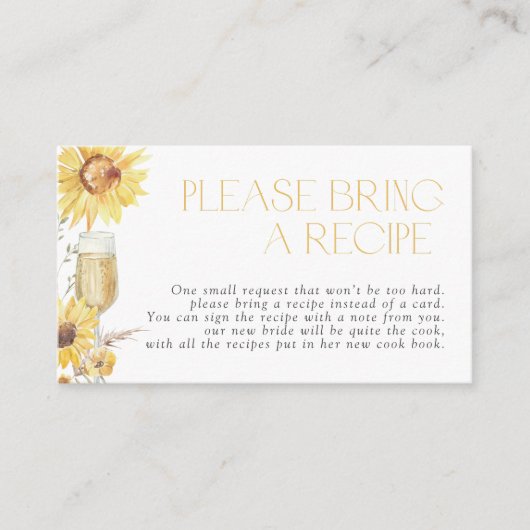Sonnenblumen Bitte bringen Sie eine Rezept-Umschli Begleitkarte (Vorderseite)